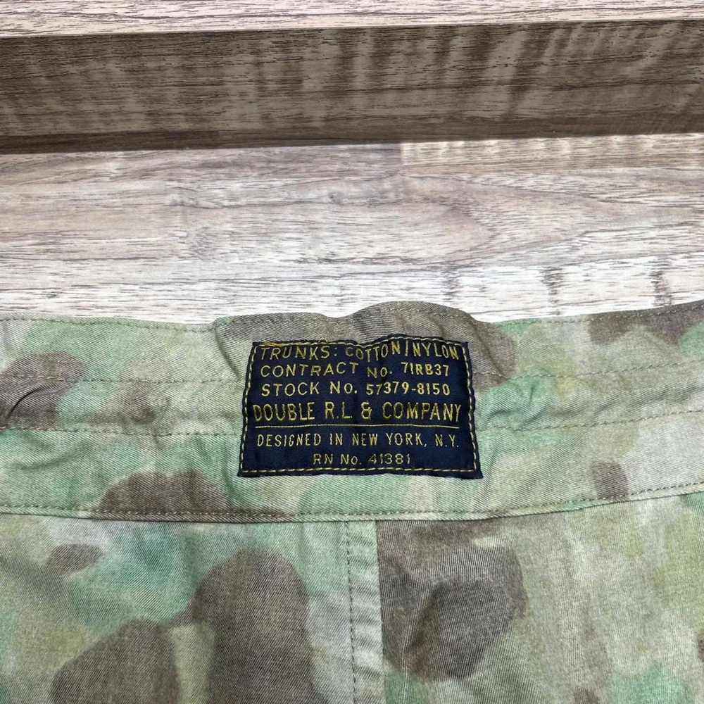 RRL Ralph Lauren Frog Skin Camo Swim Trunks Mens 34 Green Military Shorts 6